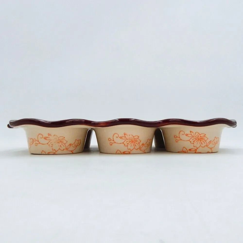 Temptations by Tara Orange Floral Lace 6 Hole Cupcake Muffin Pan Rectangle Shape